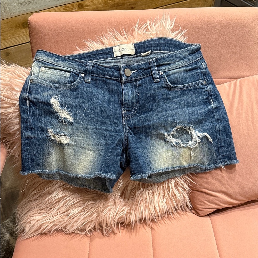 BKE Blue Distressed Jean Shorts